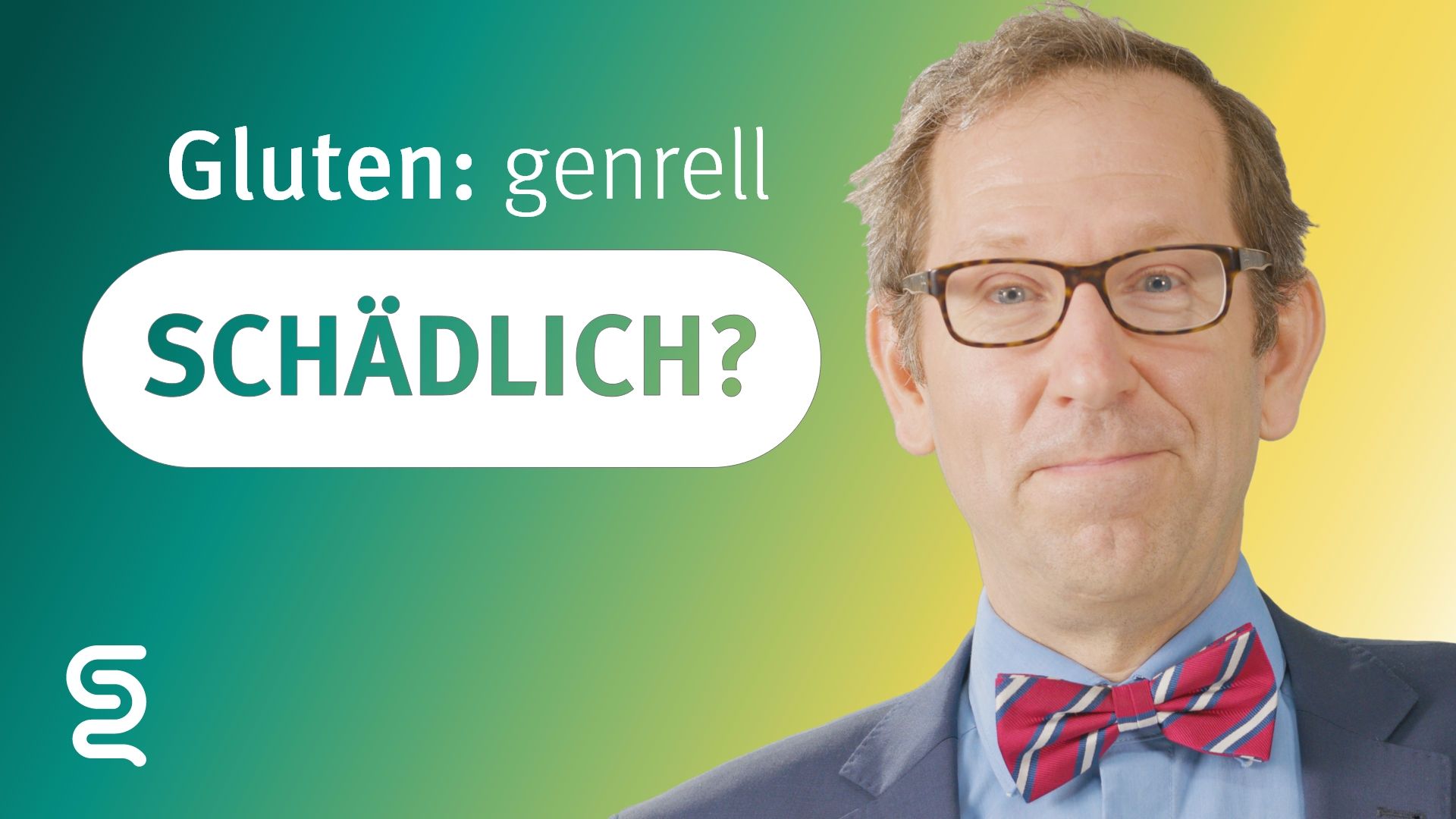 Man in glasses and bow tie with German text.